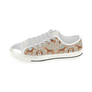 Beagle Pattern White Low Top Canvas Shoes for Kid - TeeAmazing