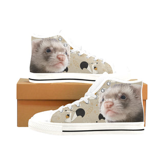 Ferret White Men’s Classic High Top Canvas Shoes /Large Size - TeeAmazing