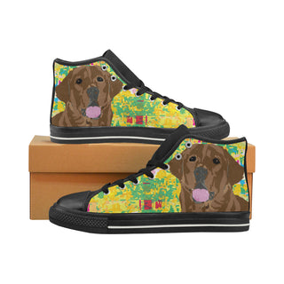Chocolate Lab Black Women's Classic High Top Canvas Shoes - TeeAmazing