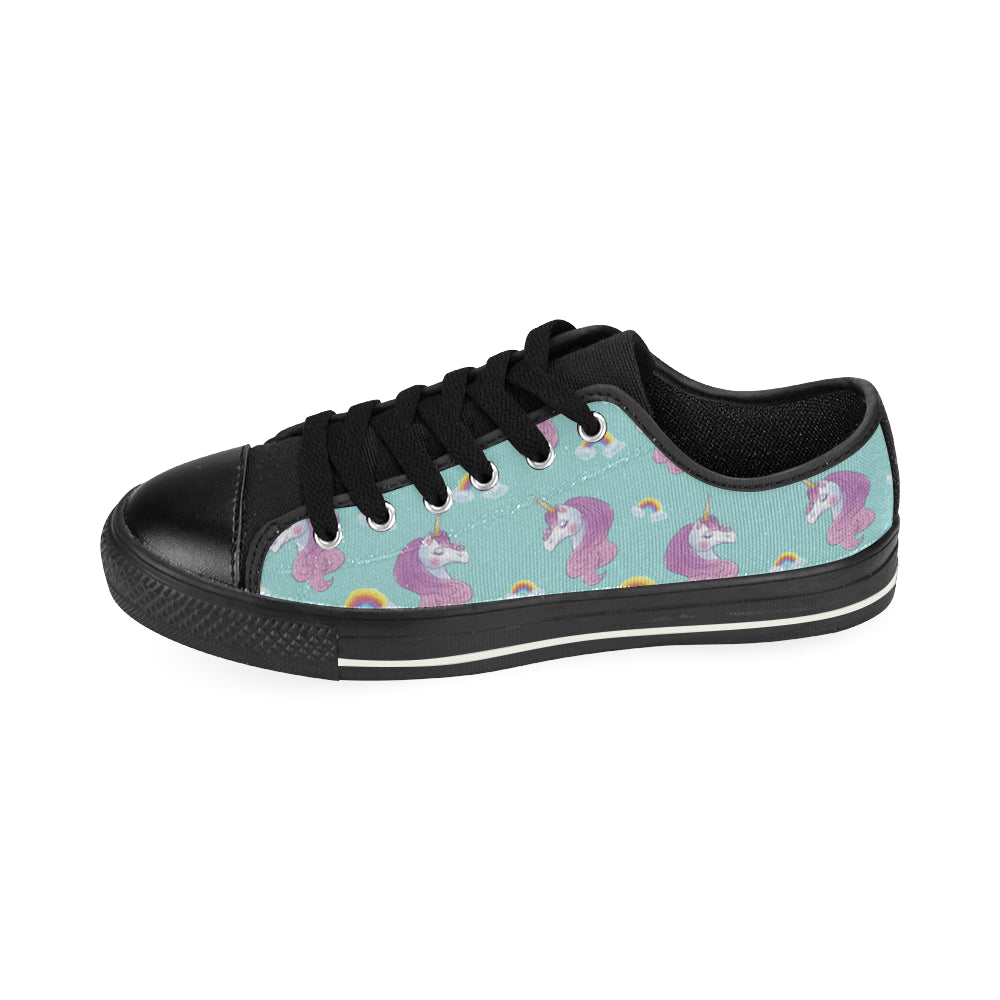 Unicorn Black Low Top Canvas Shoes for Kid - TeeAmazing