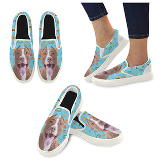Pit bull White Women's Slip-on Canvas Shoes - TeeAmazing