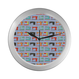 Sewing Machine Pattern Silver Color Wall Clock - TeeAmazing