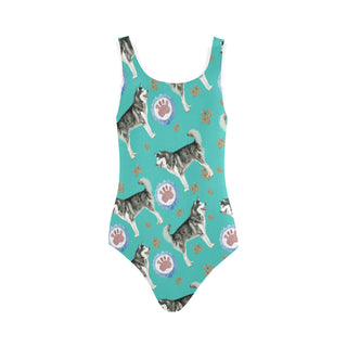 Alaskan Malamute Water Colour Pattern No.1 Vest One Piece Swimsuit - TeeAmazing