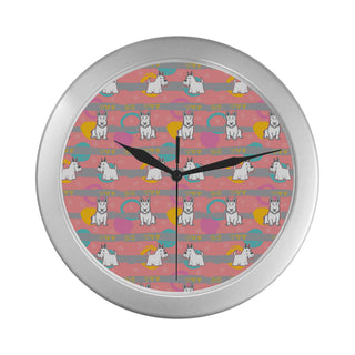 Scottish Terrier Pattern Silver Color Wall Clock - TeeAmazing