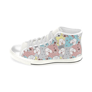 Poodle Pattern White Men’s Classic High Top Canvas Shoes - TeeAmazing
