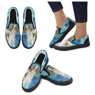 Cavalier King Charles Spaniel Water Colour No.1 Black Women's Slip-on Canvas Shoes - TeeAmazing