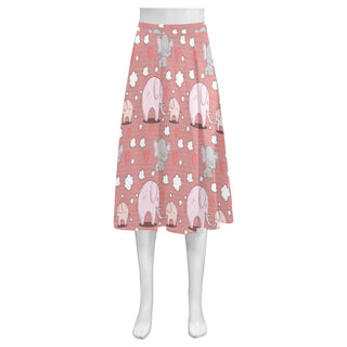 Elephant Pattern Mnemosyne Women's Crepe Skirt (Model D16) - TeeAmazing