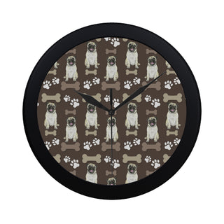 Pug Water Colour Pattern No.1 Black Circular Plastic Wall clock - TeeAmazing