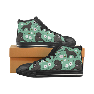Curly Coated Retriever Flower Black High Top Canvas Women's Shoes/Large Size (Model 017) - TeeAmazing