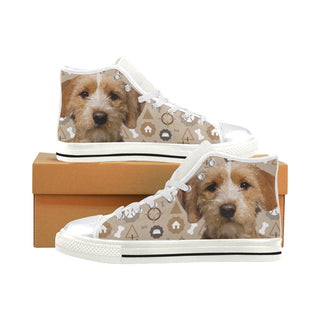 Basset Fauve Dog White High Top Canvas Women's Shoes/Large Size - TeeAmazing