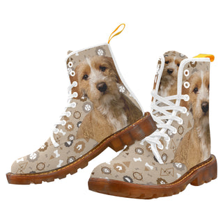 Basset Fauve Dog White Boots For Women - TeeAmazing
