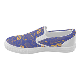 Book Pattern White Women's Slip-on Canvas Shoes - TeeAmazing