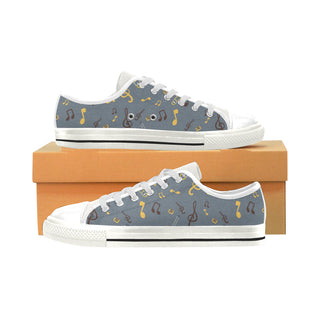 Trombone Pattern White Low Top Canvas Shoes for Kid - TeeAmazing