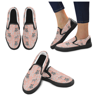 Italian Greyhound Flower Black Women's Slip-on Canvas Shoes - TeeAmazing