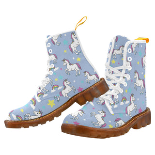 Unicorn Pattern White Boots For Men - TeeAmazing