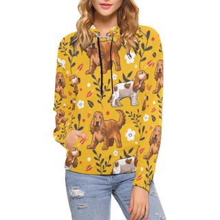 English Cocker Spaniel Flower All Over Print Hoodie for Women (USA Size) (Model H13) - TeeAmazing