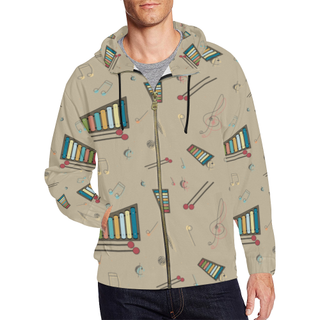 Vibraphone Pattern All Over Print Full Zip Hoodie for Men (Model H14) - TeeAmazing