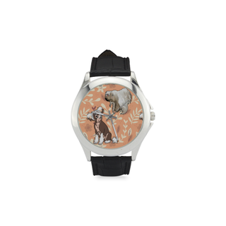 Chinese Crested Flower Women's Classic Leather Strap Watch - TeeAmazing