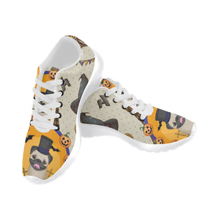 Pug Halloween White Sneakers Size 13-15 for Men - TeeAmazing