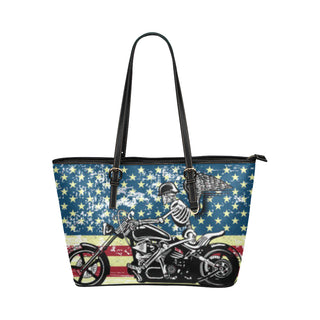 Skeleton Biker Leather Tote Bag/Small - TeeAmazing