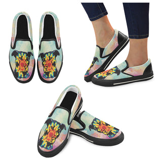 Pit Bull Pop Art No.1 Black Women's Slip-on Canvas Shoes/Large Size (Model 019) - TeeAmazing