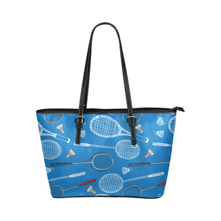 Badminton Pattern Leather Tote Bag/Small - TeeAmazing