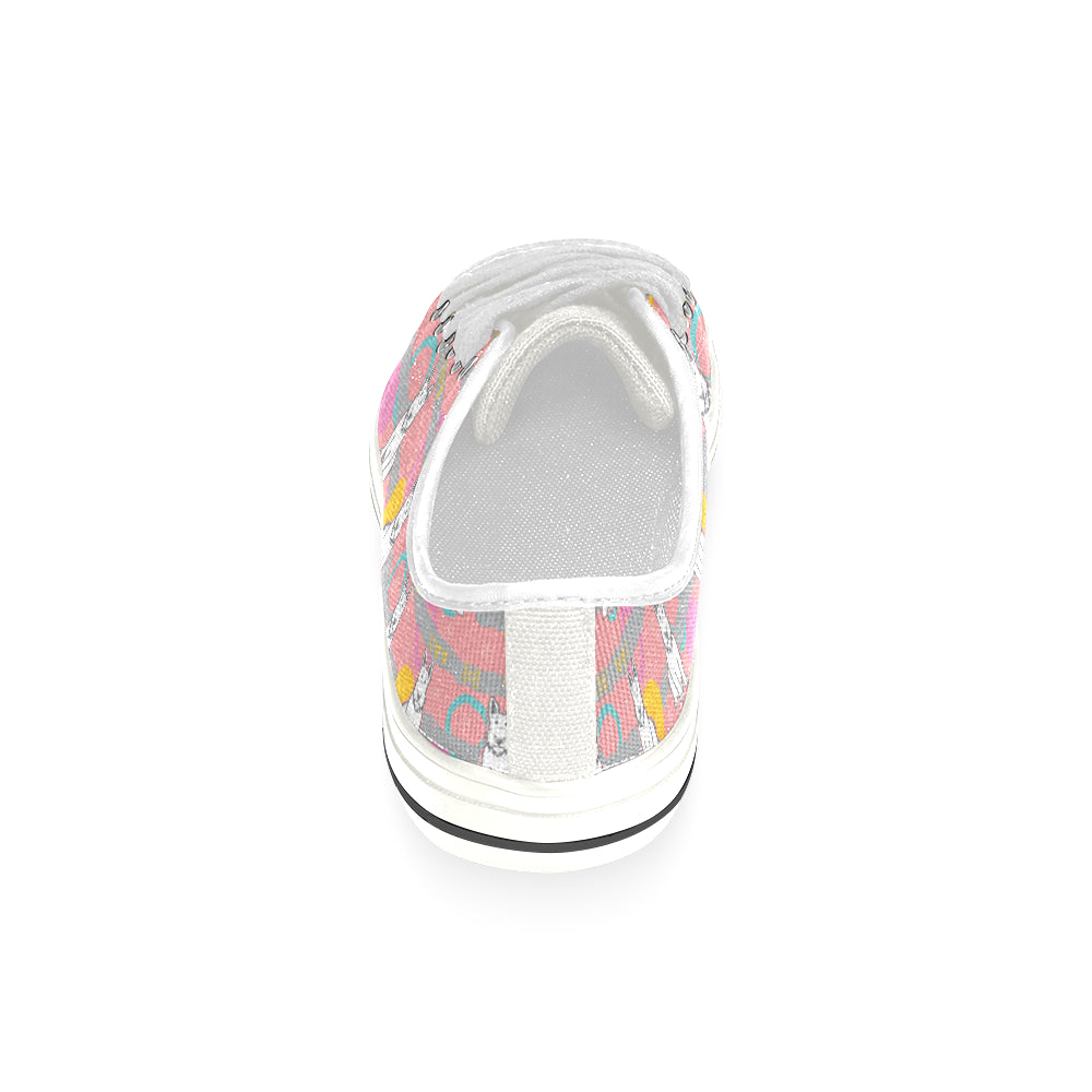 Scottish Terrier Pattern White Canvas Women's Shoes/Large Size - TeeAmazing