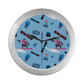 Snowboarding Pattern Silver Color Wall Clock - TeeAmazing