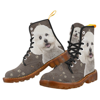 Bichon Frise Dog Black Boots For Men - TeeAmazing