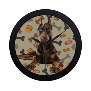 Doberman Dog Black Circular Plastic Wall clock - TeeAmazing