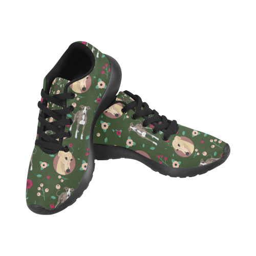 Greyhound Flower Black Men’s Running Shoes (Model 020) - TeeAmazing