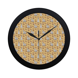 Afghan Hound Pattern Black Circular Plastic Wall clock - TeeAmazing