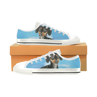 Dachshund Water Colour No.1 White Low Top Canvas Shoes for Kid - TeeAmazing