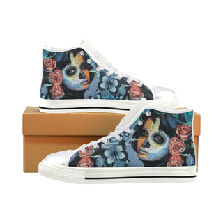 Sugar Skull Tattoo White High Top Canvas Women's Shoes/Large Size - TeeAmazing
