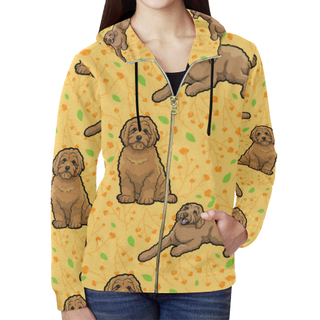 Australian Goldendoodle Flower All Over Print Full Zip Hoodie for Women (Model H14) - TeeAmazing