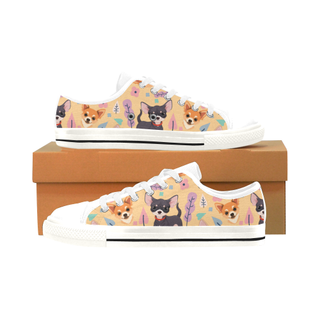 Chihuahua Flower White Men's Classic Canvas Shoes/Large Size - TeeAmazing