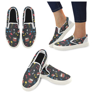 Snare Drum Pattern White Women's Slip-on Canvas Shoes - TeeAmazing