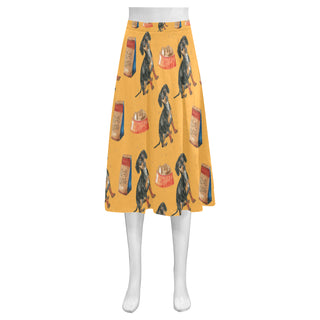 Dachshund Water Colour Pattern No.1 Mnemosyne Women's Crepe Skirt (Model D16) - TeeAmazing