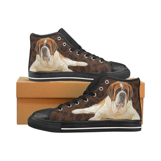 St. Bernard Lover Black Men’s Classic High Top Canvas Shoes /Large Size - TeeAmazing