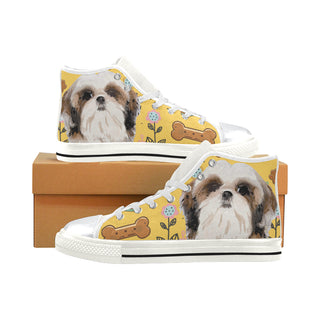 Shih Tzu Dog White High Top Canvas Women's Shoes/Large Size - TeeAmazing