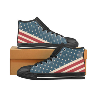 4th July V2 Black Men’s Classic High Top Canvas Shoes /Large Size - TeeAmazing