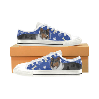 Collie Dog White Low Top Canvas Shoes for Kid - TeeAmazing