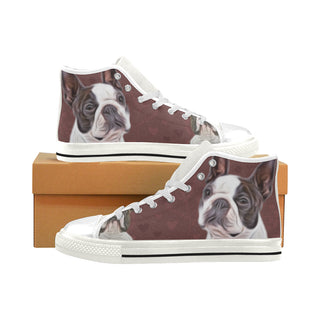 Boston Terrier Lover White Men’s Classic High Top Canvas Shoes - TeeAmazing