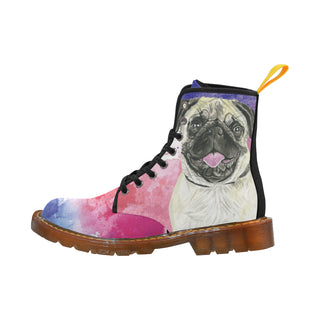 Pug Water Colour No.1 Black Boots For Women - TeeAmazing