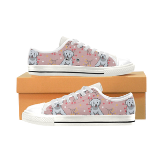 Maltipoo Flower White Low Top Canvas Shoes for Kid (Model 018) - TeeAmazing