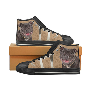 Staffordshire Bull Terrier Lover Black Men’s Classic High Top Canvas Shoes - TeeAmazing