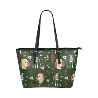 Greyhound Flower Leather Tote Bag/Small - TeeAmazing