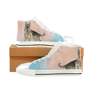 German Shepherd Water Colour No.1 White High Top Canvas Women's Shoes/Large Size - TeeAmazing