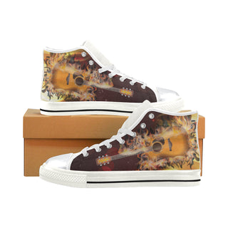 Guitar Lover White High Top Canvas Women's Shoes/Large Size - TeeAmazing