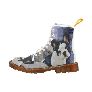 French Bulldog Portrait White Boots For Men - TeeAmazing